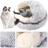 New Style Pet Cat Bed Dog Bed Round Plush Warm Cat's House Soft Long Plush Best Pet Bed Dogs For Cats Nest 2 In 1 Cat Accessorie - Coffee - 50cm