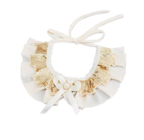 Adjustable Pet Collar With Gold Sequin Princess Dog Cat Necklace 9-18 inches - Default