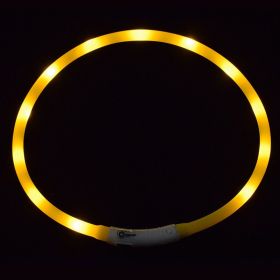 Pet's LED Collar With USB Rechargeable Glowing Lighted Up & Cuttable Waterproof Safety For Dogs - Yellow - One-size