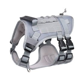 Tactical Dog Harness For Small Medium Large Dog; Dog Harness Vest With Soft Padded And D-Ring Collar - Grey - L