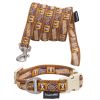 Touchdog 'Caliber' Designer Embroidered Fashion Pet Dog Leash And Collar Combination - Brown Pattern - Large