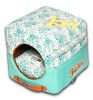 Touchdog Floral-Galore Convertible and Reversible Squared 2-in-1 Collapsible Dog House Bed - PB49BLLG