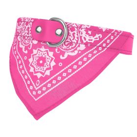 Adjustable Bandana Leather Pet Collar Triangle Scarf - Pink - L