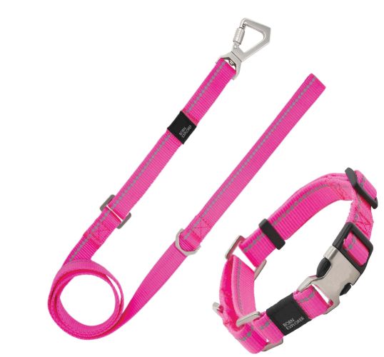 Pet Life 'Advent' Outdoor Series 3M Reflective 2-in-1 Durable Martingale Training Dog Leash and Collar - Pink - Large
