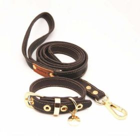 Flower Print Pet Dog Collar Leash Set For Small Medium Dogs Leather - M - white