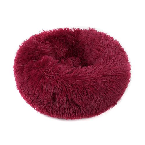 Small Large Pet Dog Puppy Cat Calming Bed Cozy Warm Plush Sleeping Mat Kennel, Round - 16in - Wine Red Small Large Pet Dog Puppy Cat Calming Bed Cozy Warm Plush Sleeping Mat Kennel, Round - 16in - Wine Red