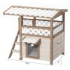 New Style Wood Pet House With Roof Balcony and Bed Shelter - white - Pets