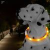Pet's LED Collar With USB Rechargeable Glowing Lighted Up & Cuttable Waterproof Safety For Dogs - Yellow - One-size