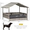 Wicker Dog House Outdoor with Canopy, Rattan Dog Bed with Water-resistant Cushion, for Small and Medium Dogs, Cream - as Pic