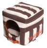 Touchdog Polo-Striped Convertible and Reversible Squared 2-in-1 Collapsible Dog House Bed - PB36BRLG