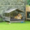 Wicker Dog House Outdoor with Canopy, Rattan Dog Bed with Water-resistant Cushion, for Small and Medium Dogs, Cream - as Pic