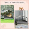Wicker Dog House Outdoor with Canopy, Rattan Dog Bed with Water-resistant Cushion, for Small and Medium Dogs, Cream - as Pic