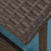 Wicker Dog House Elevated Raised Rattan Bed for Indoor/Outdoor with Removable Cushion Lounge, Blue - as Pic