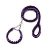 Eight-strand nylon braided dog collar leash dog chain impact blasting chain pet leash - Black - L