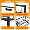 Dog Raised Bowls with 4.1 to 12.4in Adjustable Height Stainless Steel Elevated Double Dog Bowls with Bell Name Plate for Small Medium Large Dogs - Dog