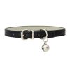 PU Leather Leash Pet Dog Collar Pet Supplies DIY Japanese Bell Cat Collar Bell - black - 25cm