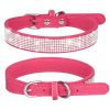 Pet Collar Shiny Artificial Rhinestone Dog Collar For Puppy And Cat; Microfiber Cat Collar - Pink - M