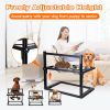 Dog Raised Bowls with 4.1 to 12.4in Adjustable Height Stainless Steel Elevated Double Dog Bowls with Bell Name Plate for Small Medium Large Dogs - Dog