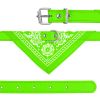 Adjustable Bandana Leather Pet Collar Triangle Scarf - Green - L