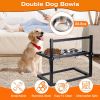 Dog Raised Bowls with 4.1 to 12.4in Adjustable Height Stainless Steel Elevated Double Dog Bowls with Bell Name Plate for Small Medium Large Dogs - Dog