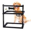 Dog Raised Bowls with 4.1 to 12.4in Adjustable Height Stainless Steel Elevated Double Dog Bowls with Bell Name Plate for Small Medium Large Dogs - Dog